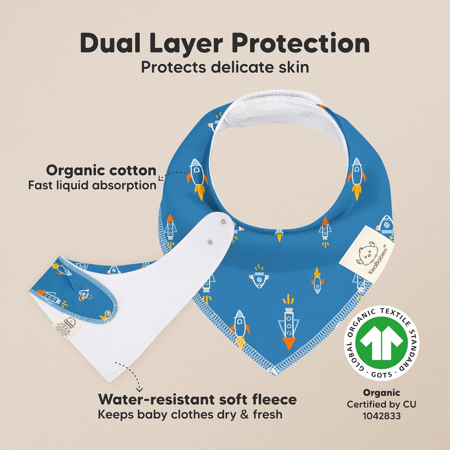 8-Pack Organic Baby Bandana Bibs for Boys, Girls - Super Absorbent Triangle Baby Bibs for Drooling and Teething Infant, 100% Cotton Extra Soft for Newborn, Infant 0-36 Months (Cosmo)