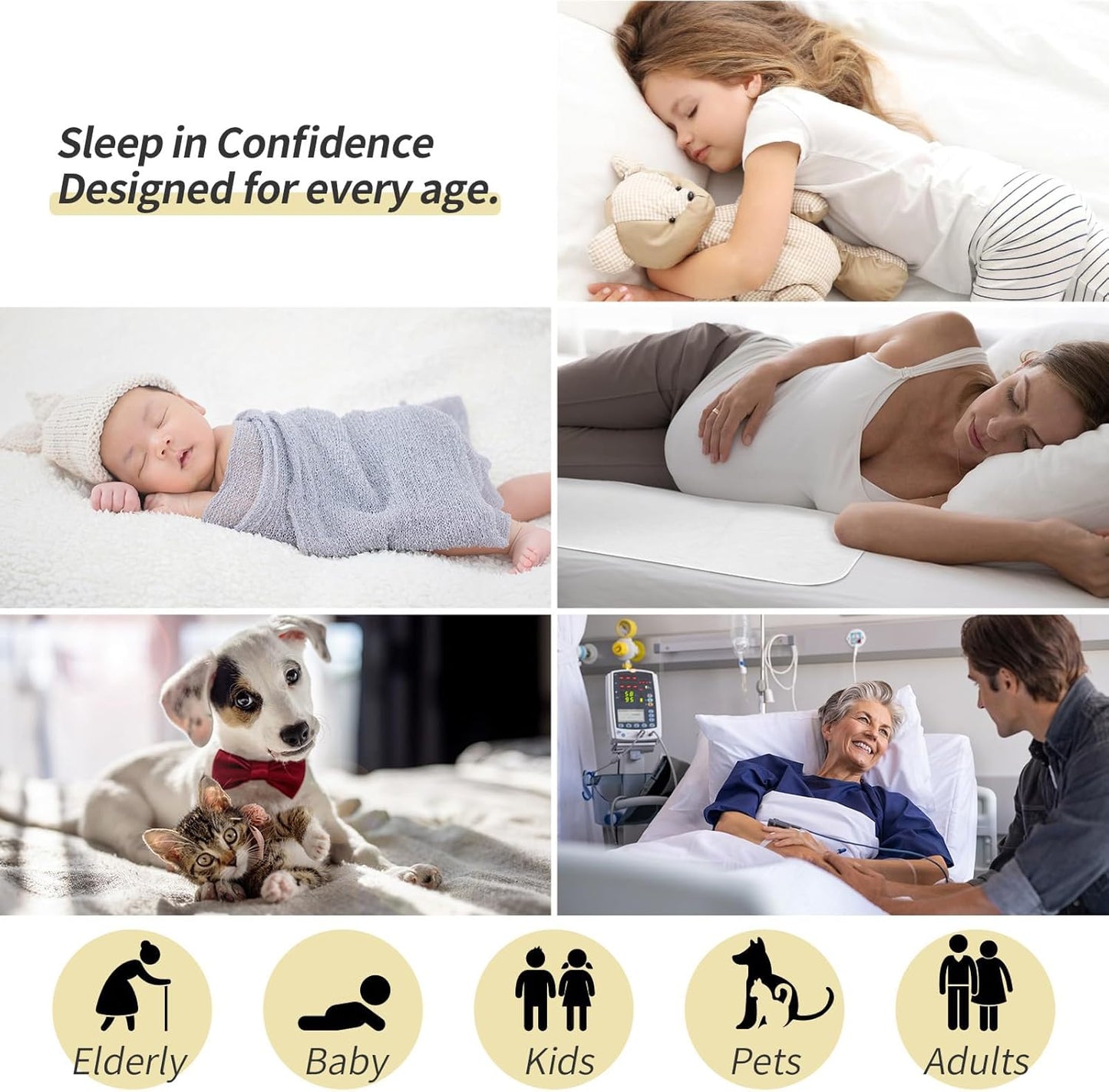 CoolShields Waterproof Bed Pads Incontinence 34'' x 52'' (4 Pack) Washable Reusable Bedwetting Mattress Protector Pad for Kids, Adults, Elderly, and Pets