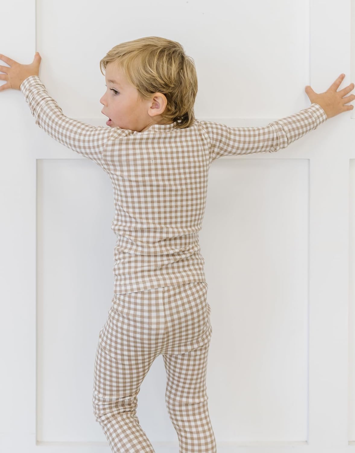 moimoln Plaid Check Soft Cotton Modal 6M-8Y Baby Toddler Long-Sleeve Snug-Fit Pajama Sleepwear Daily