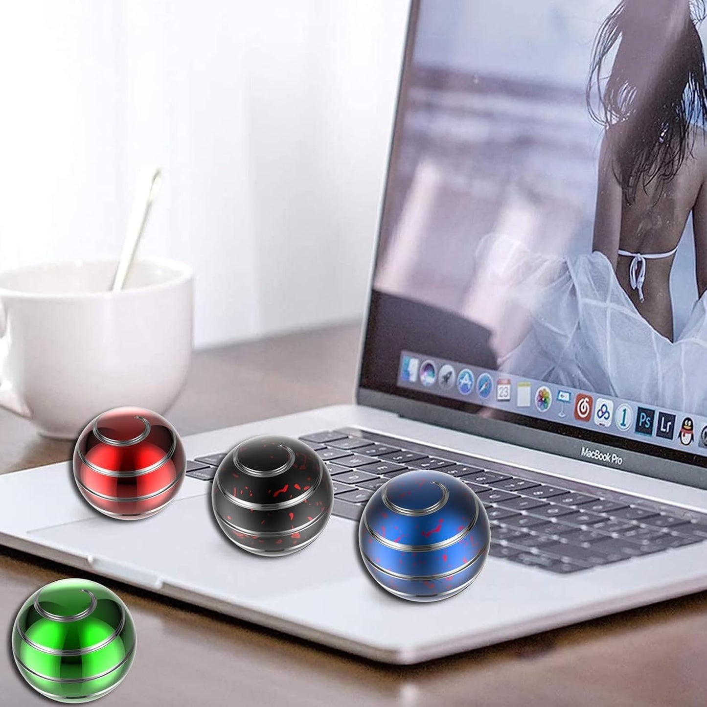 Kinetic Desk Spinning Ball, 2.17'' Kinetic Desk Toys for Office for Adults, Fidget Toys for Party Favors, Christmas Stocking Stuffers, Easter Basket (55MM, Red A)