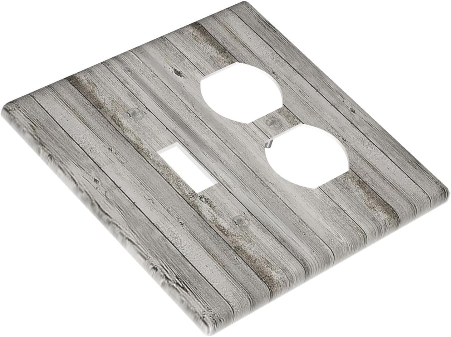 Wallplates Farmhouse Rustic Grey Barn Door Wood 1 Toggle 1 Duplex Switch Plate Electrical GFCI Faceplate Decorative Light Switch Covers for Bedroom Cabin Decor