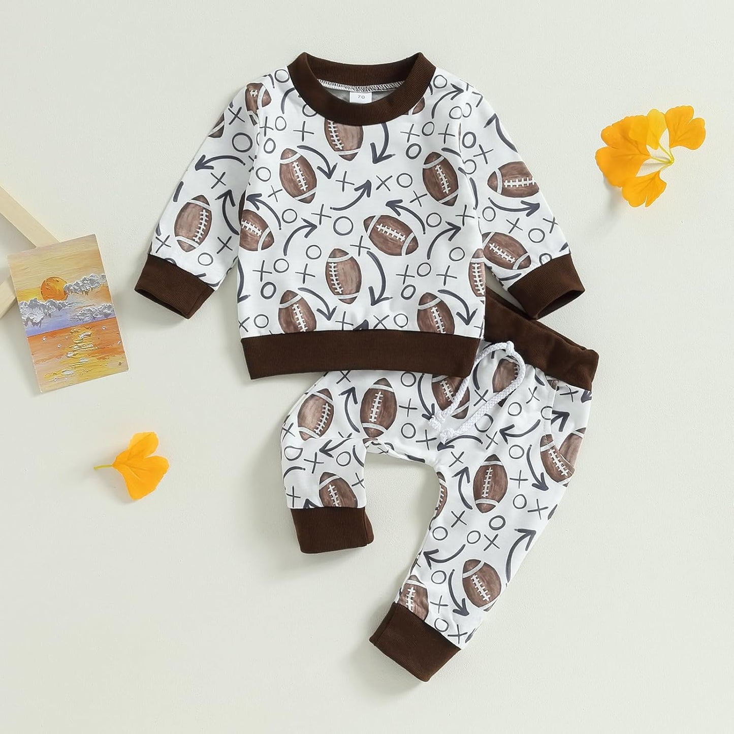 Baby Boy Clothes Fall 6 12 18 24 Months Football Long Sleeve Pullover Tops & Pant Sets Toddler Winter Outfits