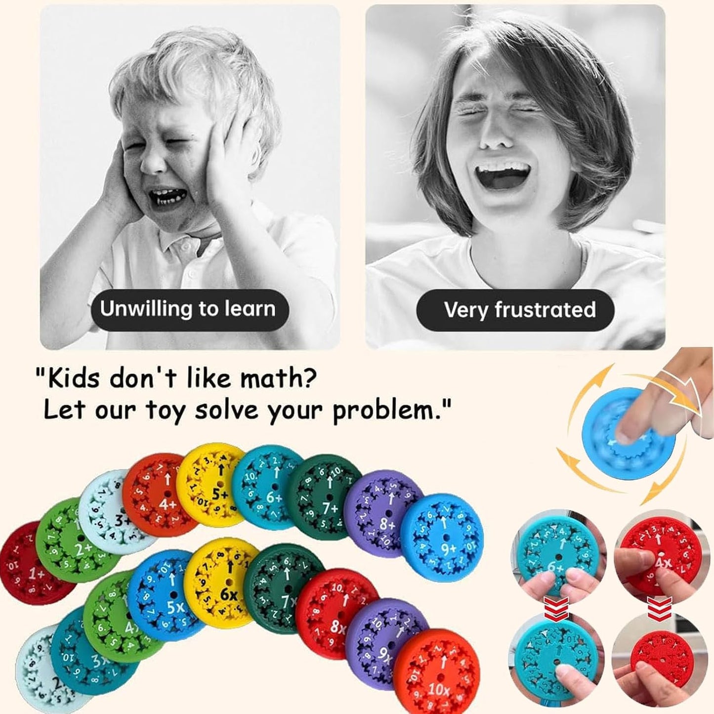 18pcs Math Fidget Spinners, Round Math Fact Fidget Spinner Toy, Number Fidget Spinner, Math Learning & Education Fidget Game for Kids Birthday Christmas New Year Gifts