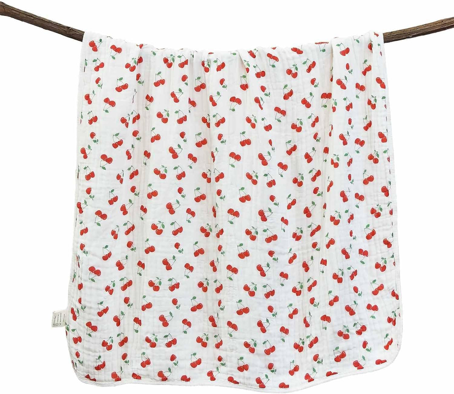 Pack of 2 Ultra Soft Muslin Baby Blankets for Girls Boys Breathable Lightweight Cotton Muslin Swaddle Blankets for Infant Toddler, Newborn Nursery Swaddling Wrap 43"X43" (Floral and Cherry)