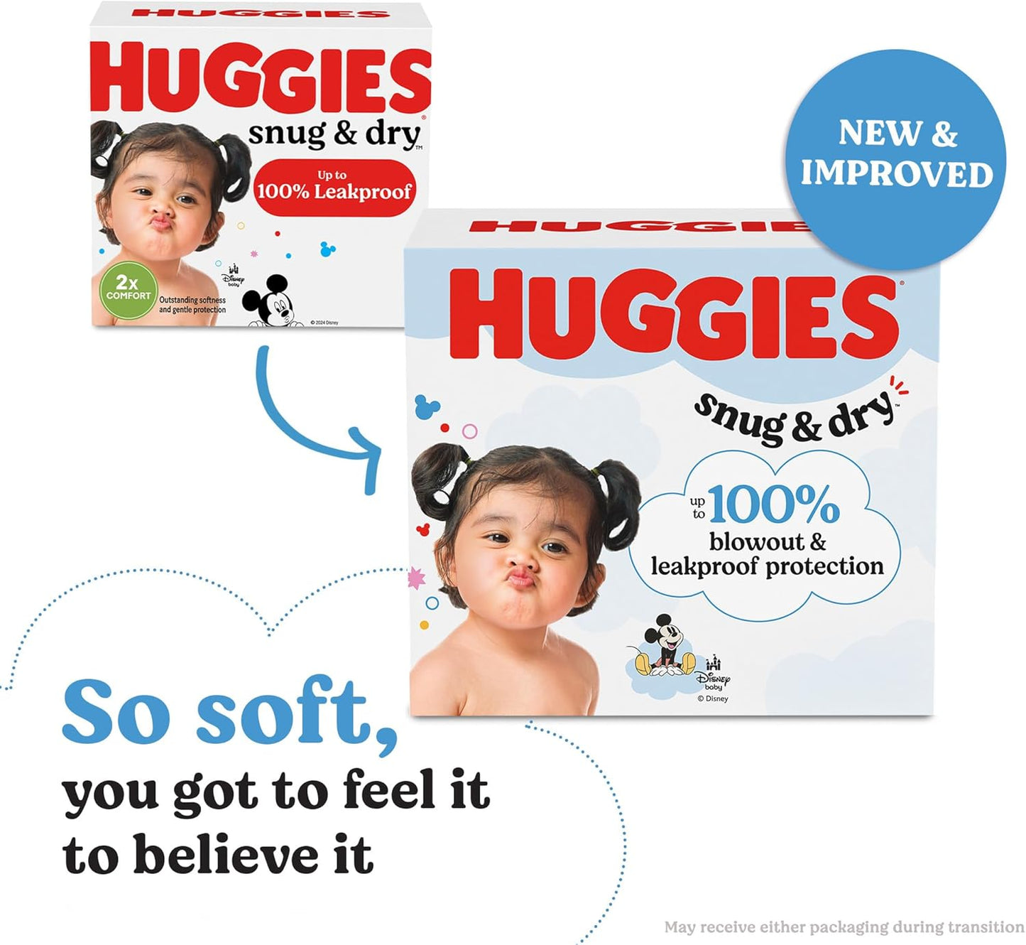 Huggies Size 6 Diapers, Snug & Dry Baby Diapers, Size 6 (35+ lbs), 144 Count (2 Packs of 72), Packaging May Vary