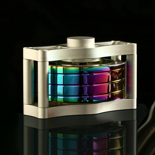 Metal Spinning Top Fidget Toys Perpetual Motion Machine, Silent Spinners Gyro Desk Toys Tech Gadgets for Adults with Anxiety, Kinetic Toy Long Lasting Exceed 30 Mins, Illusion Multicolor