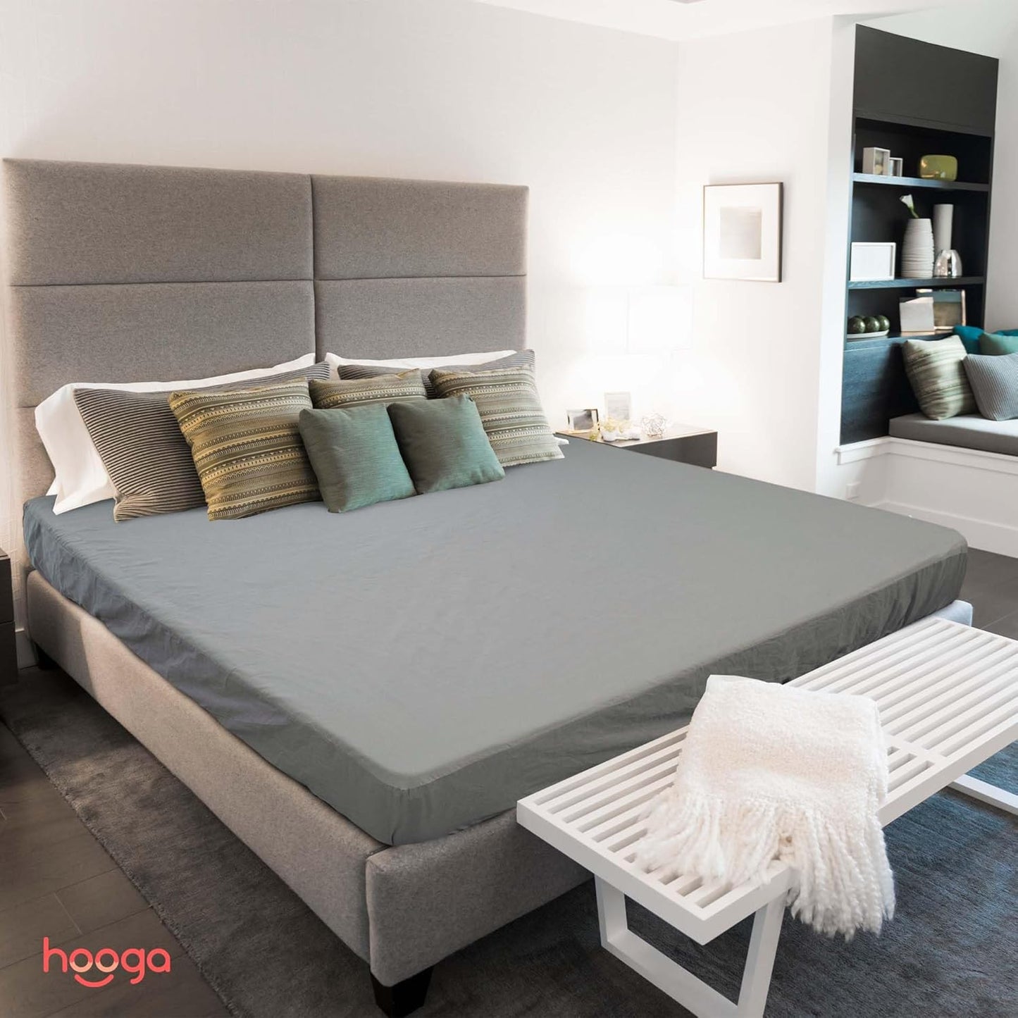 Grounding Sheets, Queen Size, 94% Organic Cotton, 6% Conductive Silver, Fitted, 60"x80"x15", Gray with 15 Ft Cord