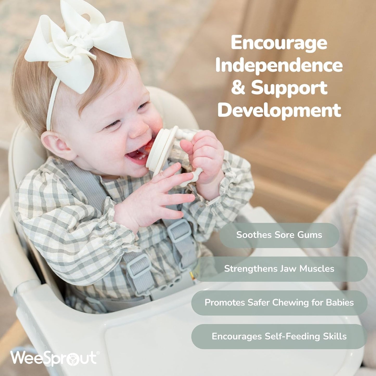 WeeSprout Silicone Baby Food Feeders + Freezer Tray for Batch Prep, Set of 2, Introduce New Foods Safely, Double as Teething Toys, Includes 2 Extra Pouches & Travel Lids, Dishwasher Safe