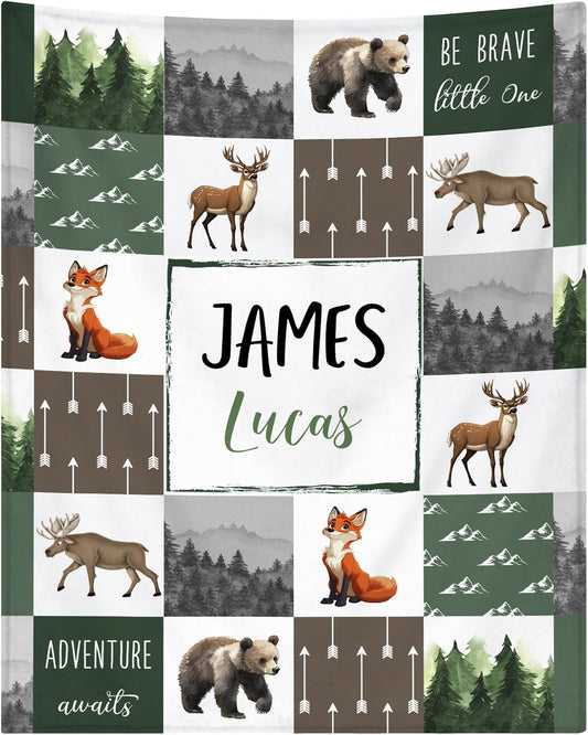 Personalized Baby Blanket - Custom Baby Blanket for Boys with Name for Kids Personalized Baby Boy Gift for Christmas Birthday Baby Shower Customized Blanket for Newborn Toddlers Stroller Blanket