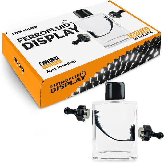 FerroFluid Display Toy Bottle – Ferro Fluid Liquid Metal STEM Toy, Magnetic Desk Toy with Neodymium Magnets, Interactive Kids & Adults Physics Toy, Educational Iron Filings Magnet Science Kit