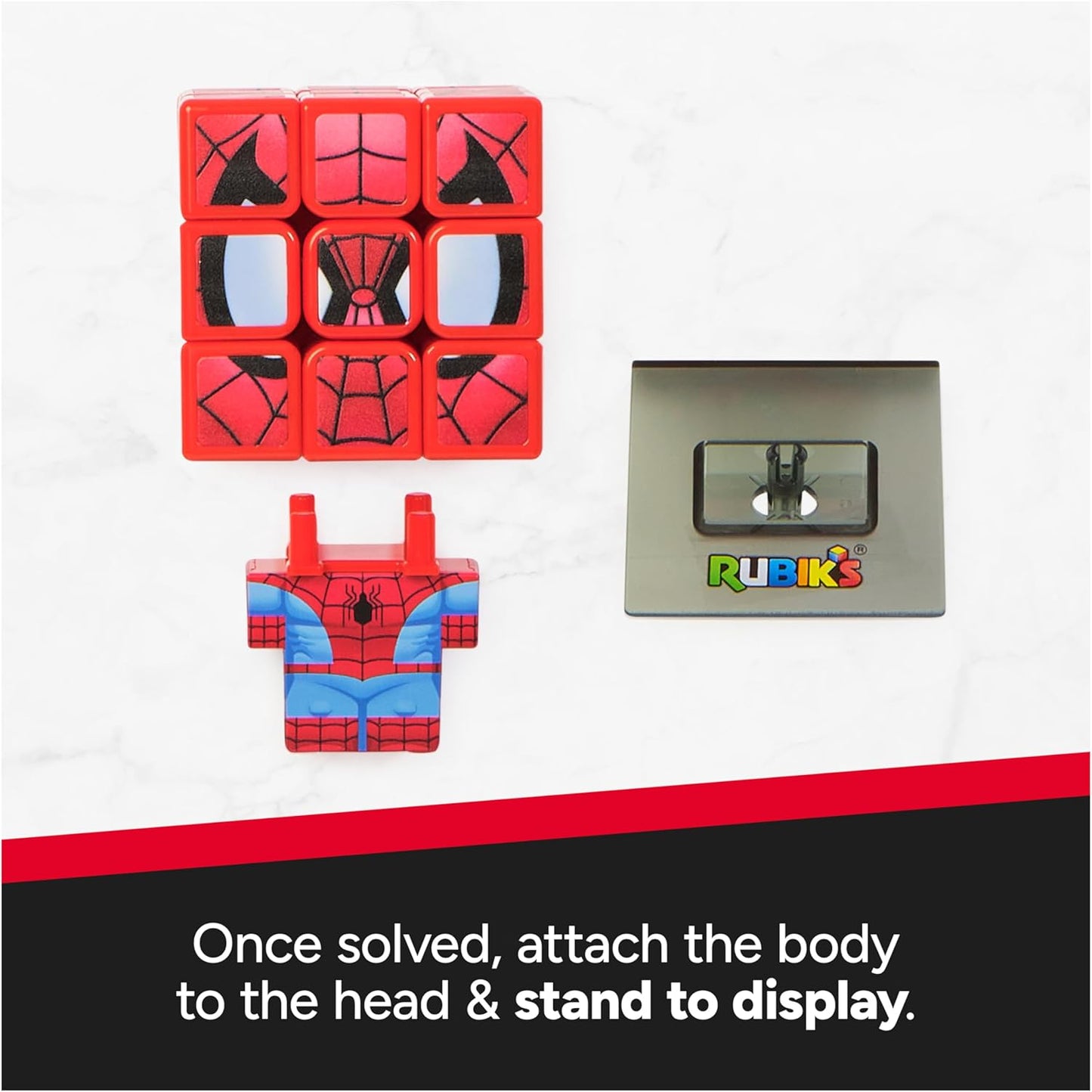 Rubik’s Cube Spider-Man Cuber, Problem-Solving Challenging Brain Teaser Collectible Spider-Man Fidget Toy, for Adults & Kids Ages 7+