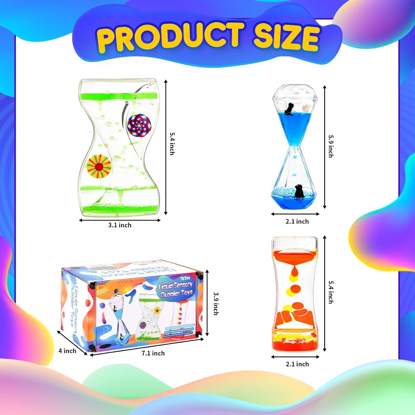 3 Types Liquid Motion Bubbler Liquid Timers for Kids Sensory Fidget Toys Small Calming Toys Autism Toy