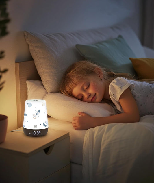 Dreamegg Nite 1 - Baby Sound Machine, Sleep Trainer, Night Light for Kids, Ok to Wake Alarm Clock, 34 Soothing Sounds, App Control, White Noise Sound Machine for Baby Kids Toddler Nursery(Star Travel)