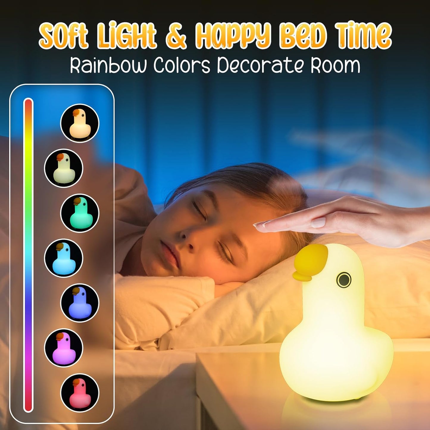 Cute Night Light for Kids Silicone Animal Goose Night Lamp Touch Sensor Rechargeable Nursery Night Lights for Baby Room Decor Gifts for Boys and Girls