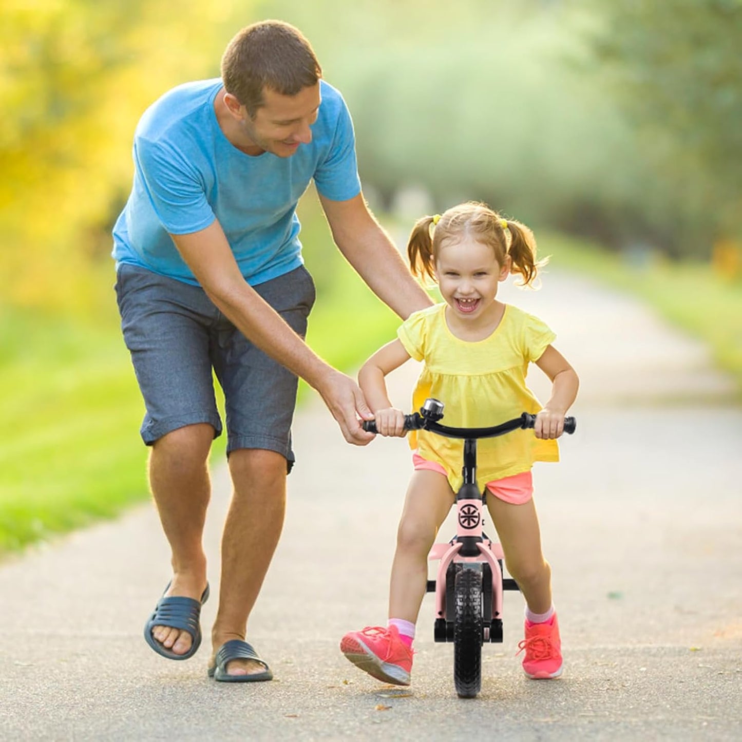 Ancaixin 3 in 1 Toddler Tricycles for 2-5 Years Old Boys and Girls with Detachable Pedal and Bell, Foldable Baby Balance Bike Riding Toys for 2+ Kids, Child Birthday Christmas New Year Gift Pink