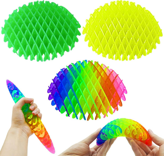 3 Packs Fidget Worm Toy, Desk Fidgets for Adults, 3D Printing Elastic Worm Shaped Ornament Pocket Squeeze Toys, Fidget Sensory Toys for Kids, Relieves Stress Anxiety Finger Toys for Adults Children