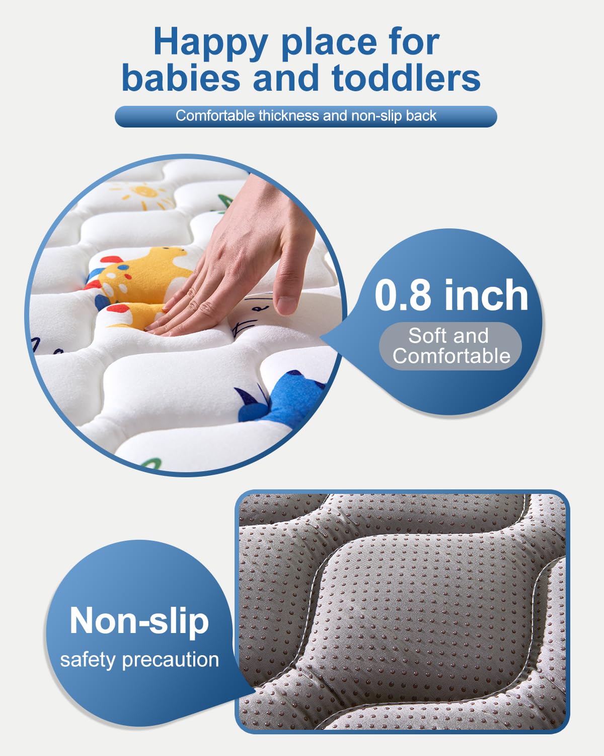 Odorless Premium Foam Baby Play Mat 79" x 63", Soft Microfiber Fabric Crawling Mat for Floor- Comfortable and Hypoallergenic, Non-Slip Cushioned Floor Playpen mat for Infants,Babies,Toddlers