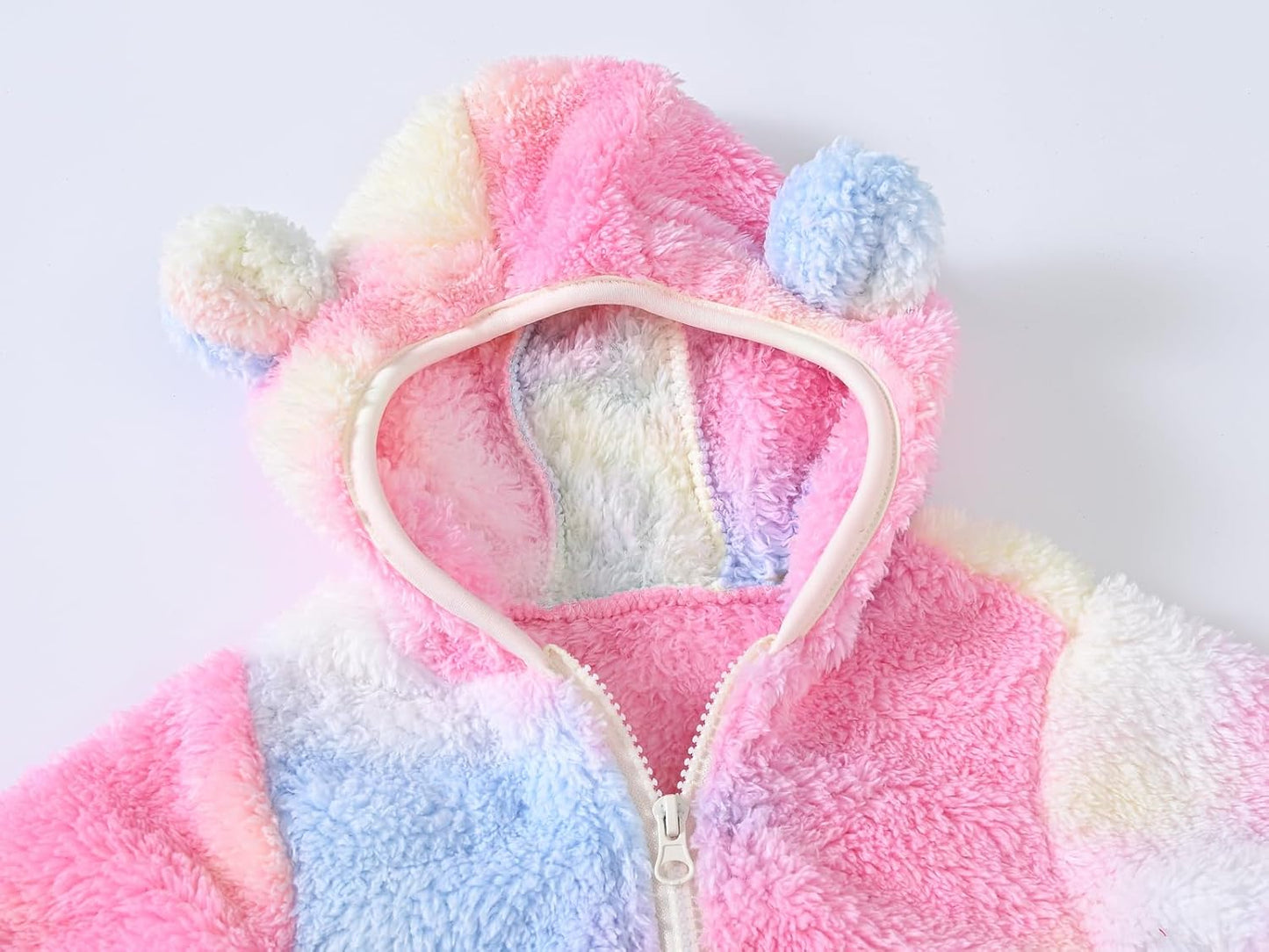 AIWUHE Toddler Boys Girls Hooded Jacket Fleece Hoodie Winter Warm Solid Color Teddy Coat Zip-up Bear Ear Sweater Fall Clothes