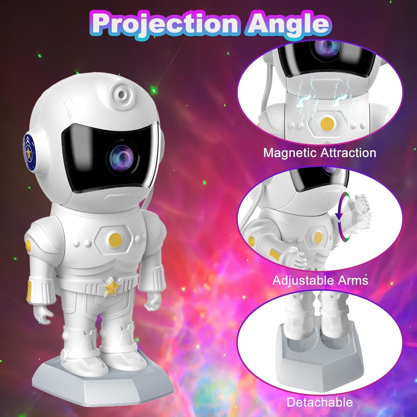 XIAOER Astronaut Galaxy Projector, Robot Star Night Light for Bedroom, Starry Nebula Space Projector Ceiling Lamp with Timer and Remote Control for Kids Adults