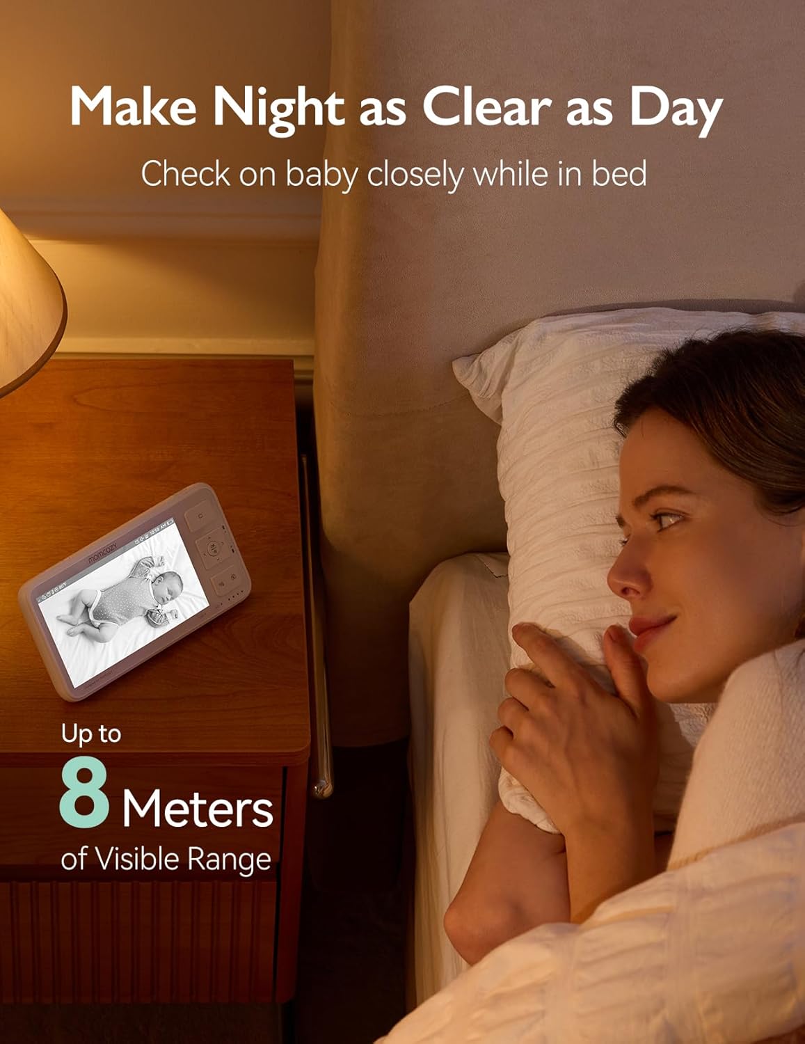 Momcozy Video Baby Monitor, 5.5” 1080P Full HD Baby Monitor with Camera No WiFi, Infrared Night Vision, 5800mAh 120-hrs Battery, ECO, VOX, 2-Way Audio, 1640ft Range, Record and Rewind Locally, BM03