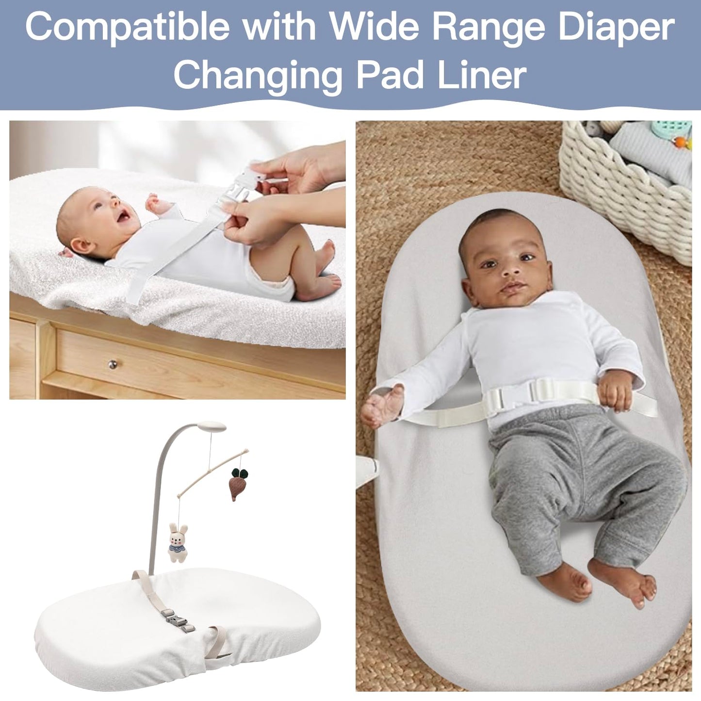 2-Pack Waterproof Changing Pad Covers-Soft Baby Nursery Diaper Changing Pad Sheets,Contour Changing Pads Liners,Change Pad Cover,Ultra-Soft & Breathable,Fits Skip Hop,Keekaroo Peanut,Machine Washable