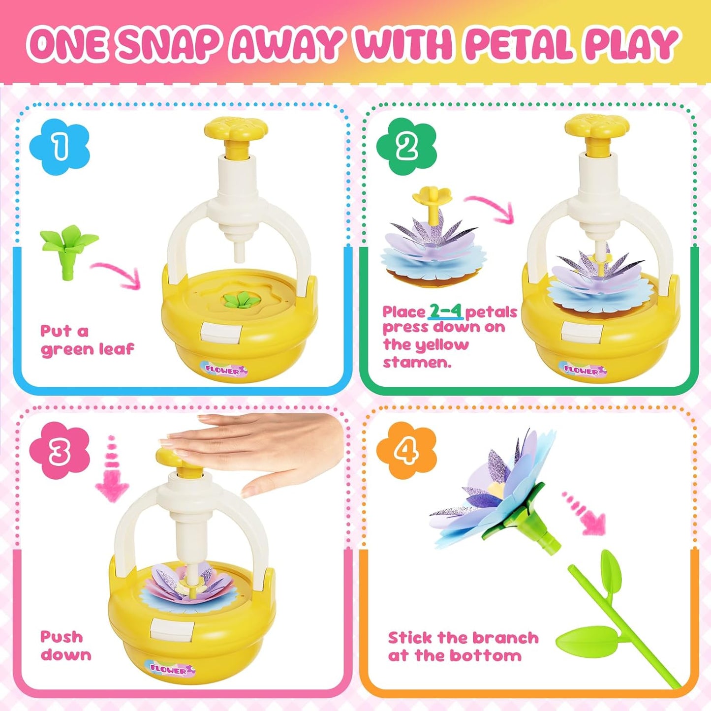 Fabric Flower Bouquets Toys, DIY Flower Making Kit for Kids 4 5 6 7 8 9 10 11 12 Year Old Girl Birthday Christmas Gift, Art and Crafts Kit Flowers Toys for Girls 4-6 6-8 8-12 Year Old (YELLOW)