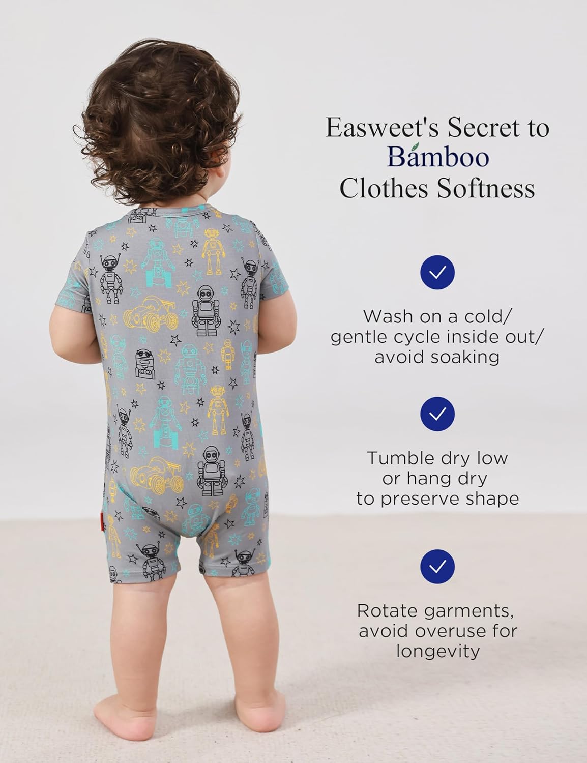 Baby Boys Bamboo Viscose Short Sleeve Romper Soft Comfy Infant Summer Jumpsuit