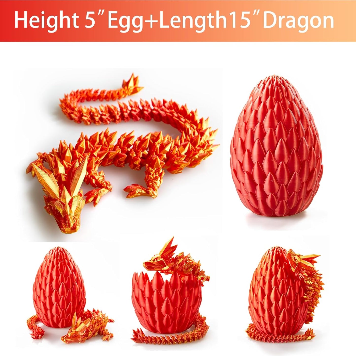 15 inches Dragon with Egg, Red Dragon Toy,Articulated Crystal Dragon,Fidget Toy Cool