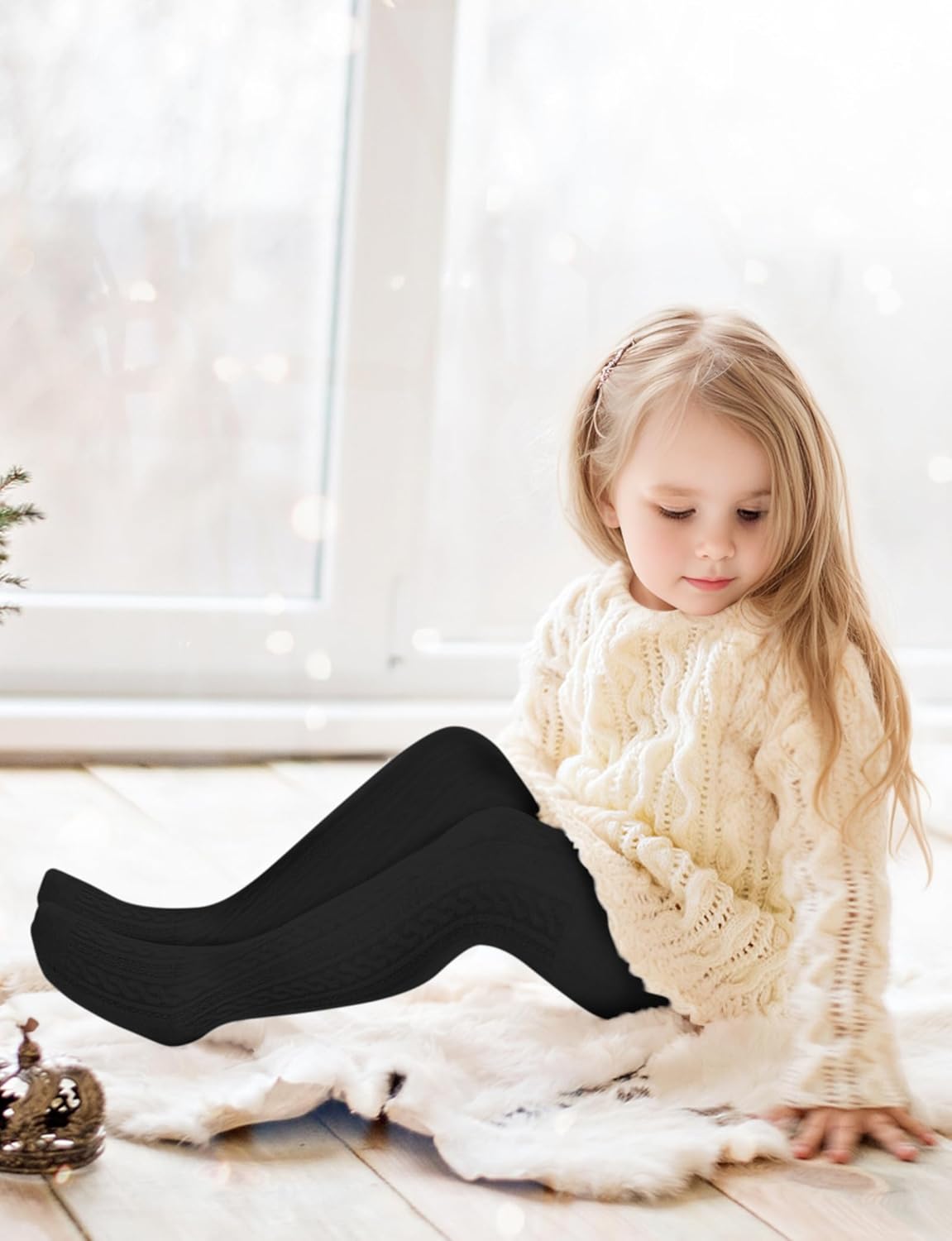 Baby Girls Tights Cable Knit Toddler Leggings Winter Solid Cotton Tights School Stockings 2 Pack 2T-12 Years