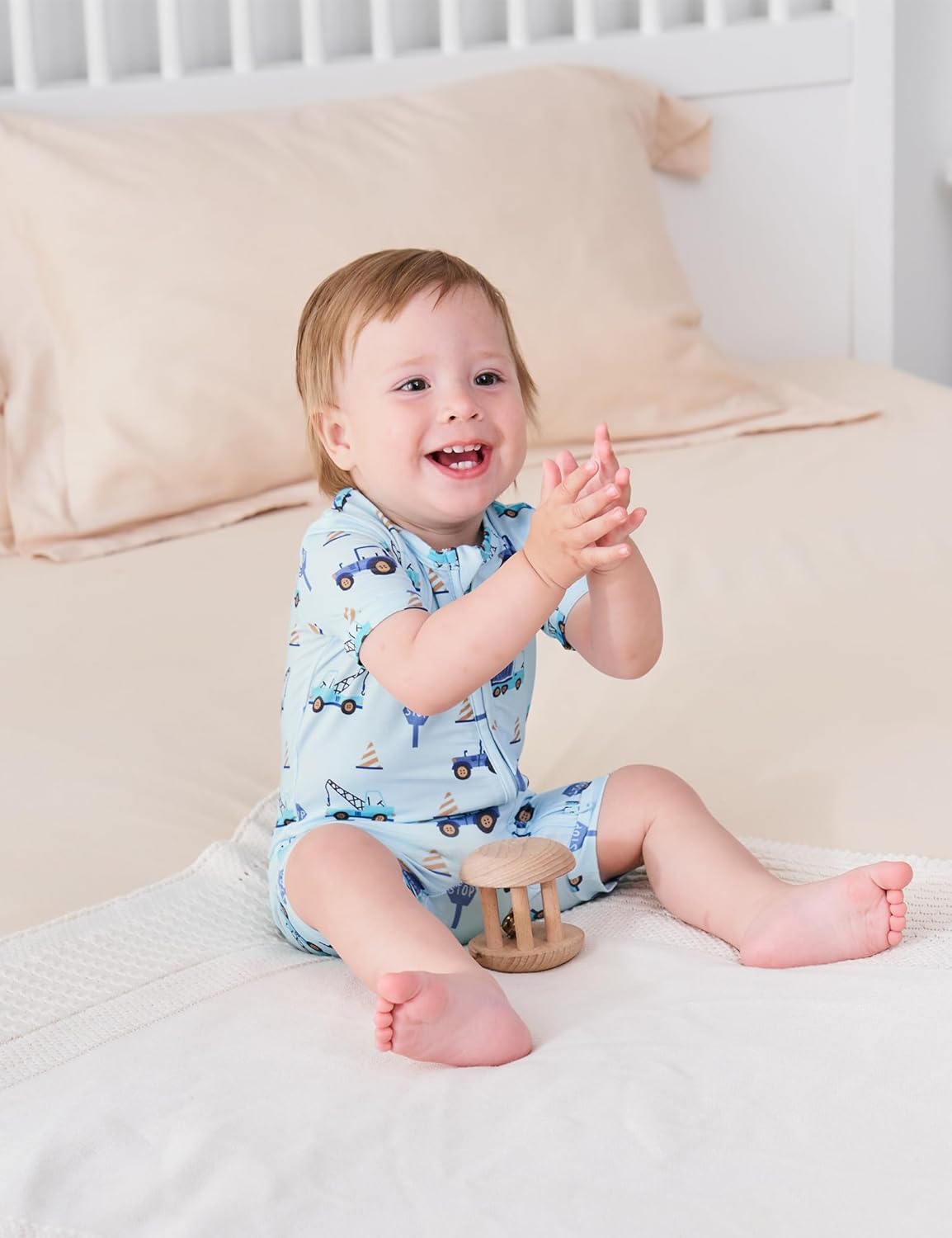 Baby Boys Bamboo Viscose Short Sleeve Romper Soft Comfy Infant Summer Jumpsuit