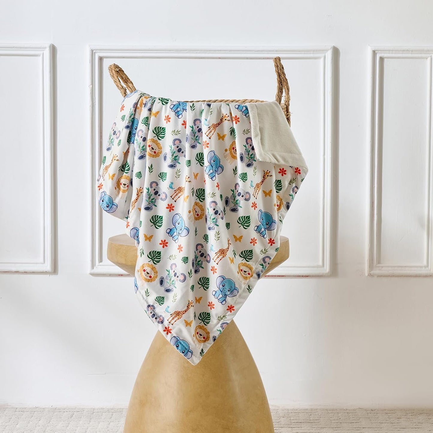 Baby Blanket 30x40 Inches Soft Double Layer Fleece Throw with Cute Animals Print Gender Neutral Crib Blanket for Infant, Toddler, Newborn Baby Girl or Boy Shower Gift