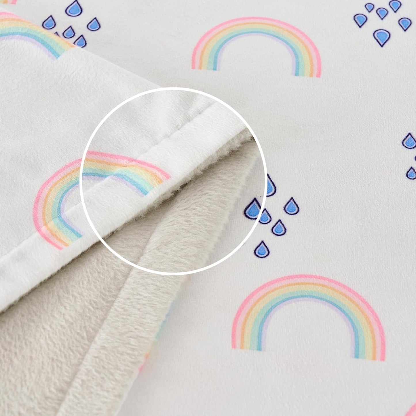 Baby Blanket 30x40 Inches Soft Double Layer Fleece Blanket with Sweet Rainbow Print Gender Neutral Crib Blanket for Infant, Toddler, Newborn Baby Girl or Boy Shower Gift