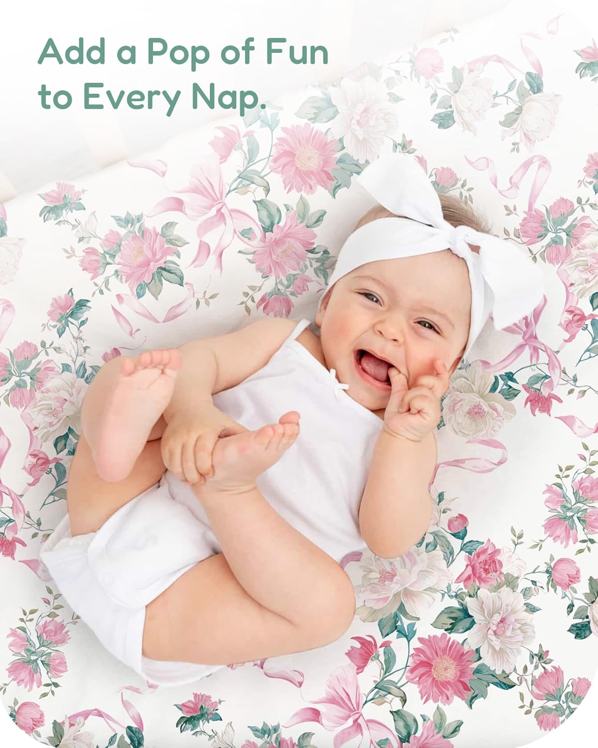 Baby Crib Sheets for Standard Crib Mattress - Pink Roses Pattern, Breathable and Soft, Safe and Snug, Fits 28''x52''x9'' Deep Pocket