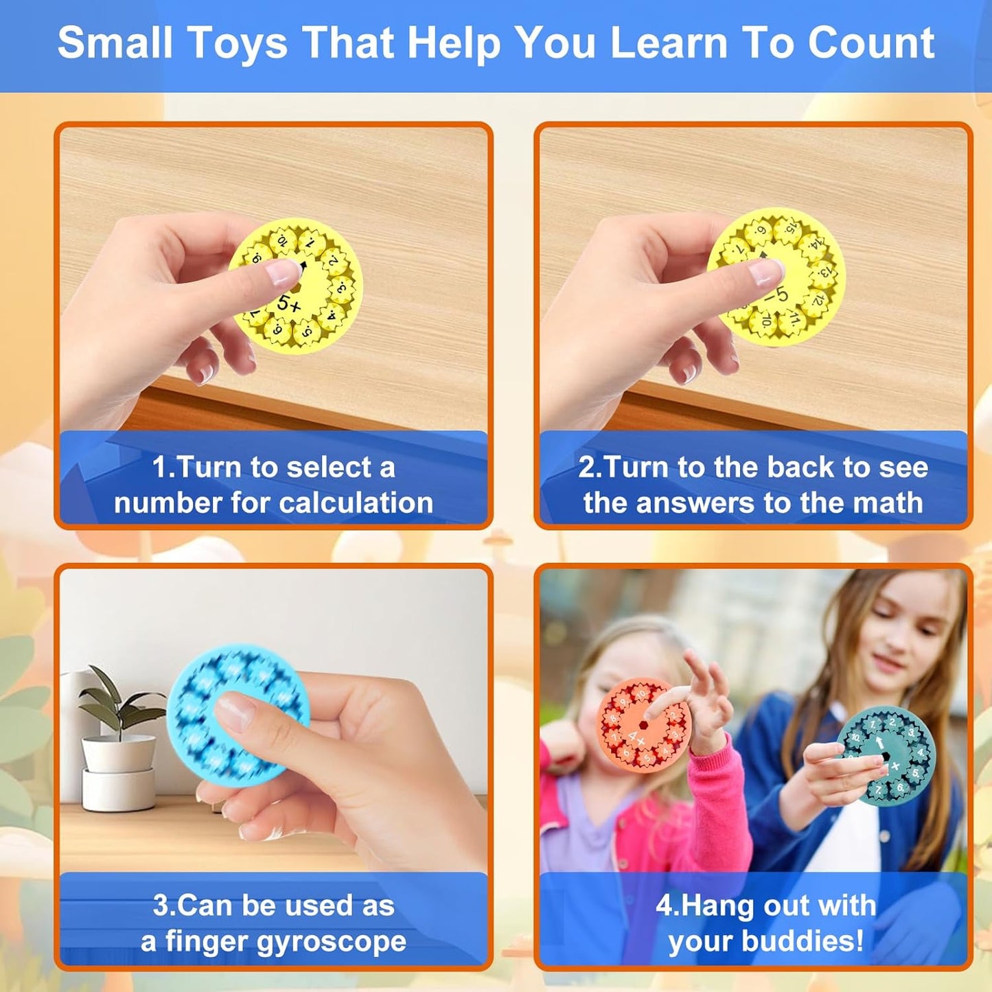 Math Fidget Spinner,3D Printing Math Fidget Spinners Sensory Spinner Counting Toys for Toddler,Number Fidget Toys for Kids Math Game,Learning Educational Toy for Kids (Addition & Subtraction)