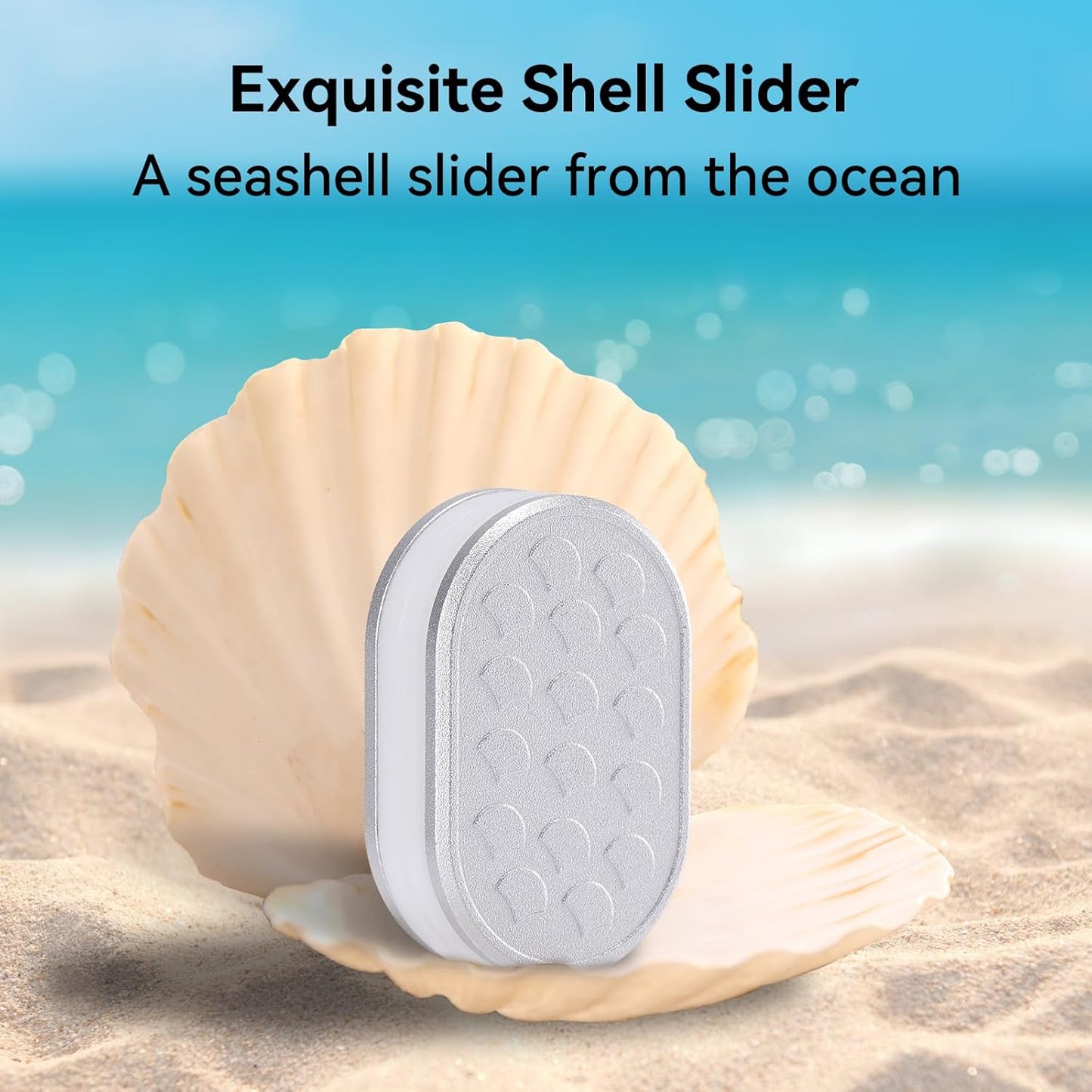 EDC Magnet Fidget Slider - Sliver Seashell Design Push Card Adults Magnetic Clicker Block with Anxiety Stress Relief, Sensory Haptic Office Desk Toy for ADHD, Gifts for Boyfriends and Father