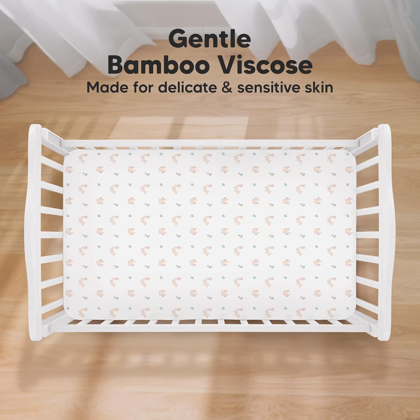 KeaBabies 2-Pack Baby Crib Sheets for Boys, Girls - 52x28 Viscose Derived from Bamboo Toddler Bed Sheets Neutral, Fitted Crib Mattress Cover for Standard Baby Bedding, Soft & Cozy(Nibbles/Bruce)