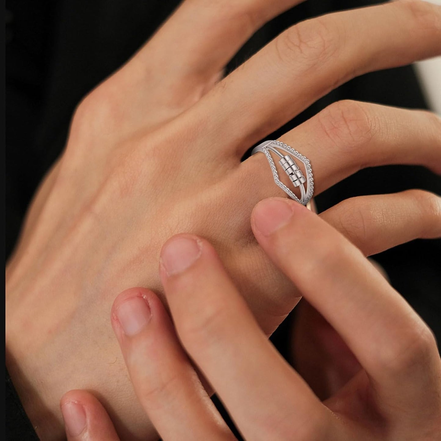 INFUSEU Funny Spinner Fidget Rings for Women Girls Anti Anxiety Stress Worry, Adjustable Size