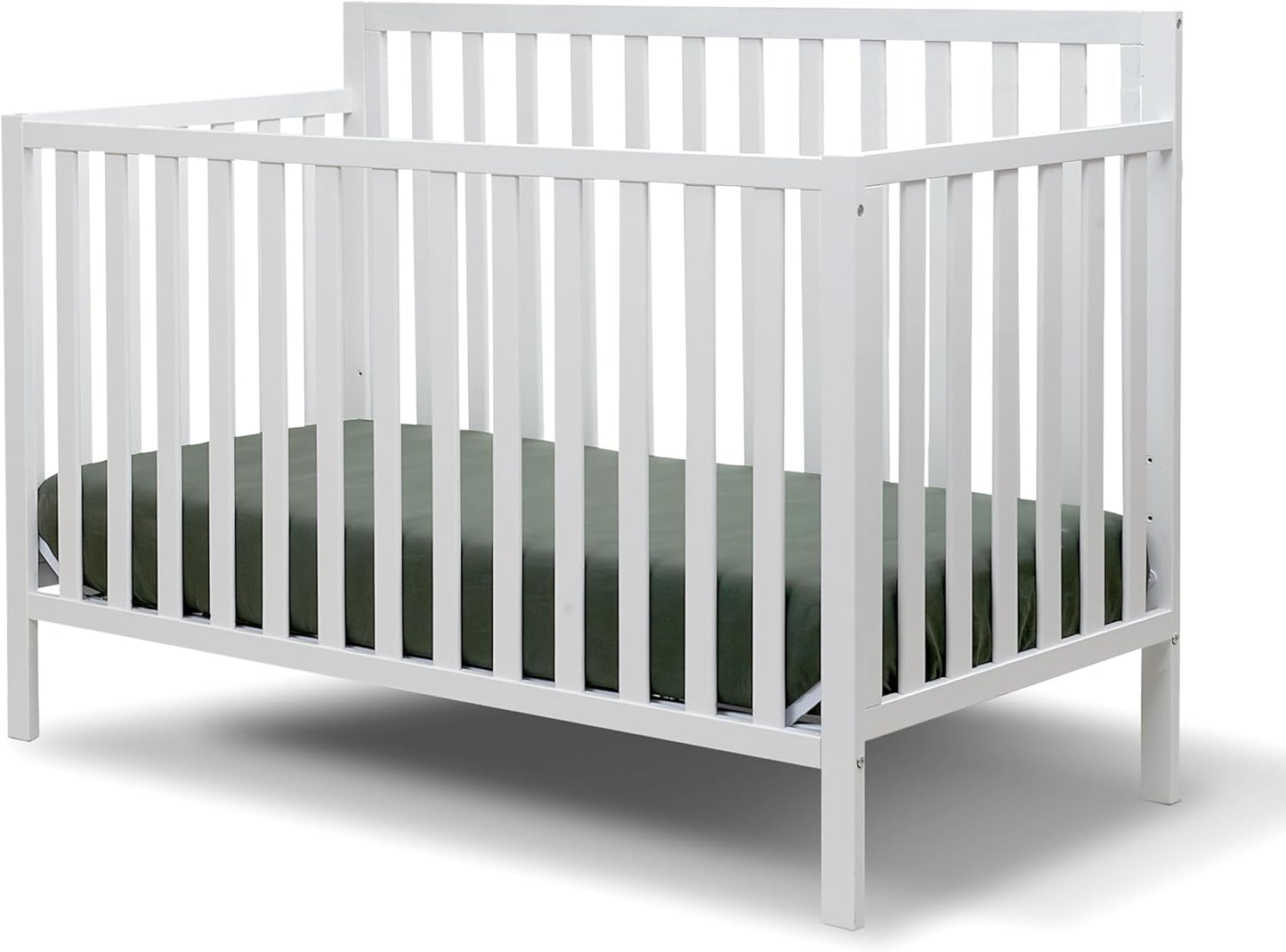 Sorelle Essex Euro 4-in-1 Convertible Crib & Changer – Nursery Furniture Set, Wooden Baby Crib with Non-Toxic Finish, Integrated Changer, Toddler Bed, Daybed, and Full-Size Bed Conversion Kit – White