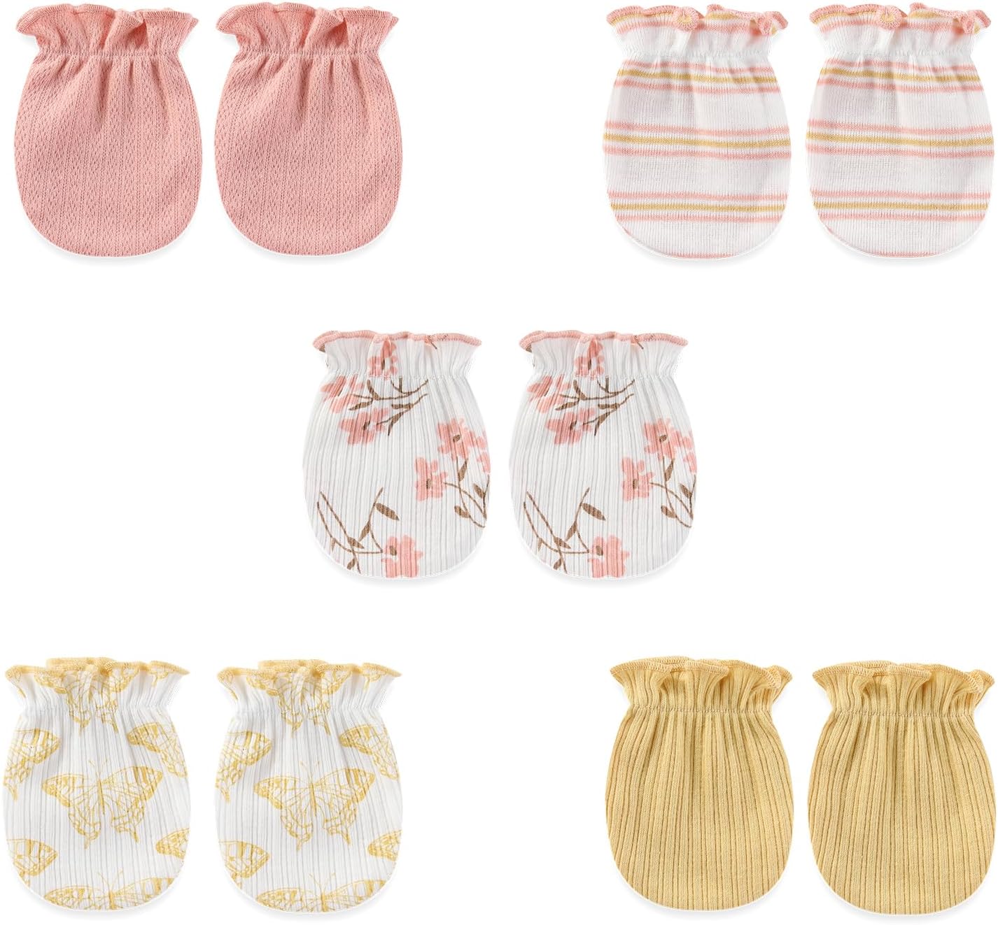 5 Pairs Baby Not Scratch Mittens 0-6 Months New Born Boy Girl Gloves Cute Infant Accessories
