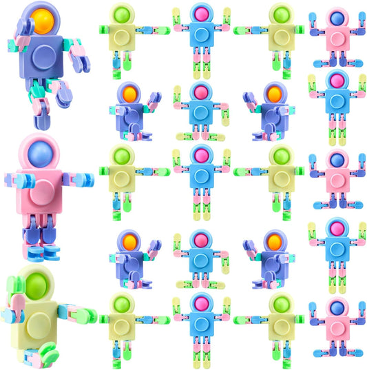 Hanaive 8 Pcs Robot Fidget Spinners Transformable Fingertip Gyro Chain Toy Fidget Sensory Toys Deformable DIY Stress Relief Fidget Toy Adults Pinata Goodie Bag Birthday School Gift