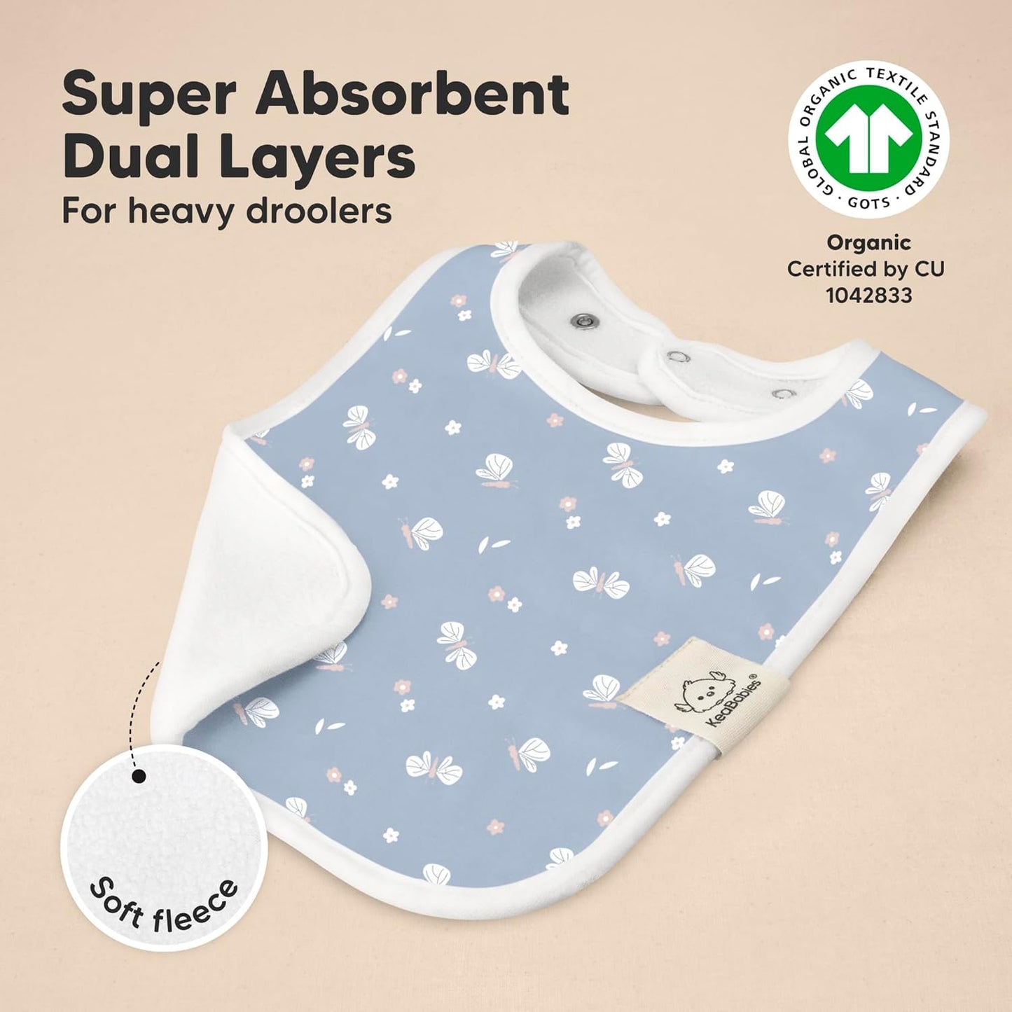 KeaBabies 8-Pack Organic Baby Bibs for Boys, Girls - Super Absorbent Cotton Drool Bibs for Baby Girl & Boy, Teething Toddler, Drooling Newborn, Ultra Soft & Machine Washable (Fleur)