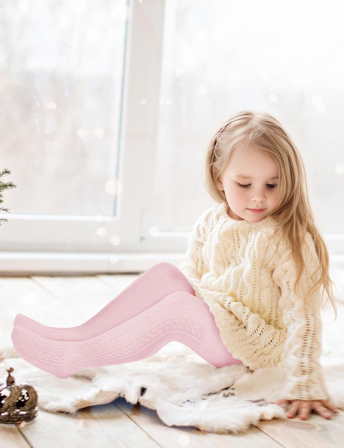 Baby Girls Tights Cable Knit Toddler Leggings Winter Solid Cotton Tights School Stockings 2 Pack 2T-12 Years