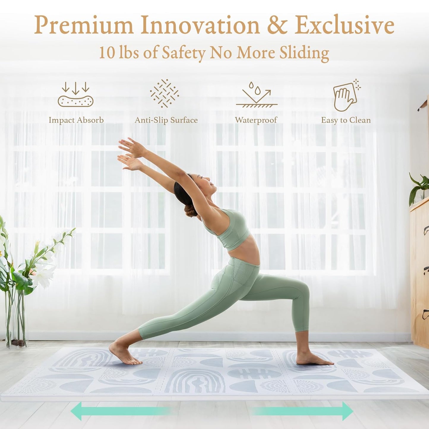 Super 1 Inch Thick Premium Quality Exercise & Baby Foam Play Mats - Expandable & Large Non-Toxic Odorless Floor Mat - 6 Tiles Spacious 6x4ft - Peel-Resistant - Foggy Gray