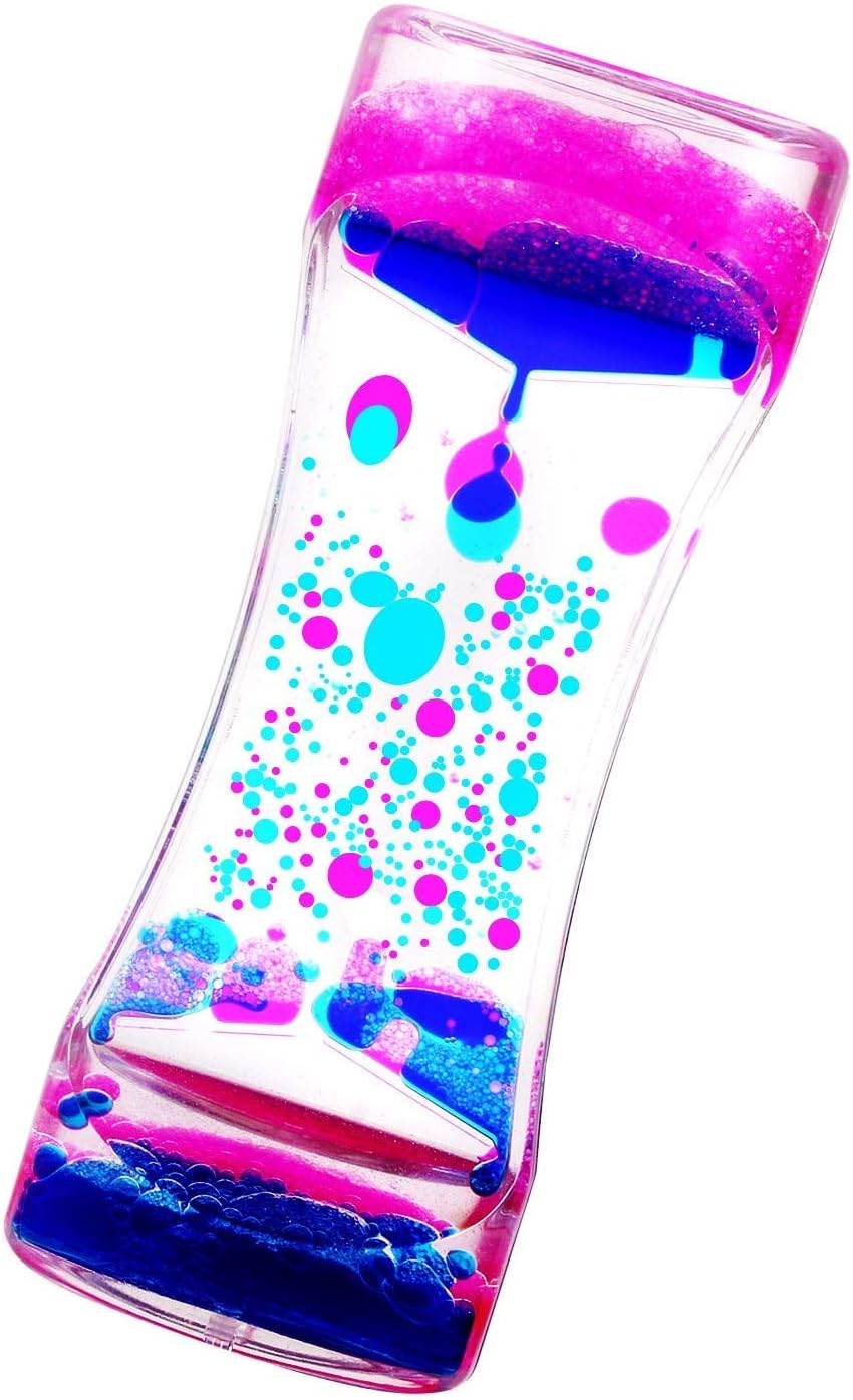 YUE MOTION Liquid Motion Bubbler Visual Sensory Toys, 2 Minute Liquid Timer– New Big Calming Sensory Bubbler Toy- Colorful Liquid Hourhlass for Stocking Stuffers, Easter Basket Stuffers (Single Pack)
