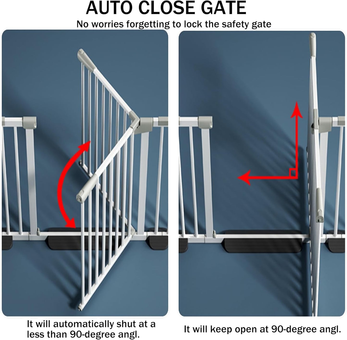 51 Inch Extra Tall Baby Gate Auto Close Cat Gate Adjustable 29.92"-43" Wide Pressure Mounted Pet Gate for Doorways,Stairs, House (White, 51.18 inch)