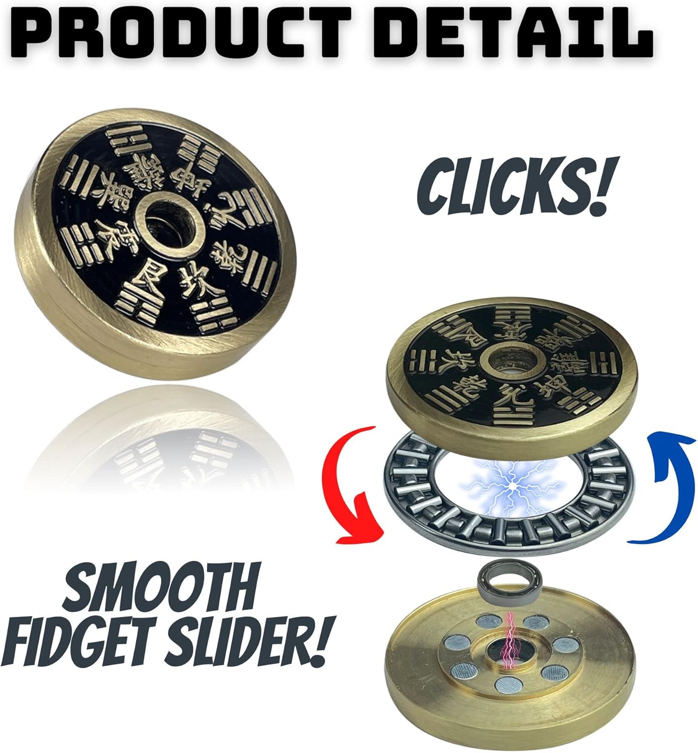 Haptic Coin Fidget Slider Fidget Coins EDC Fidget Lucky Coin Metal Fidget Toys for Adults ADHD Birthday Gift