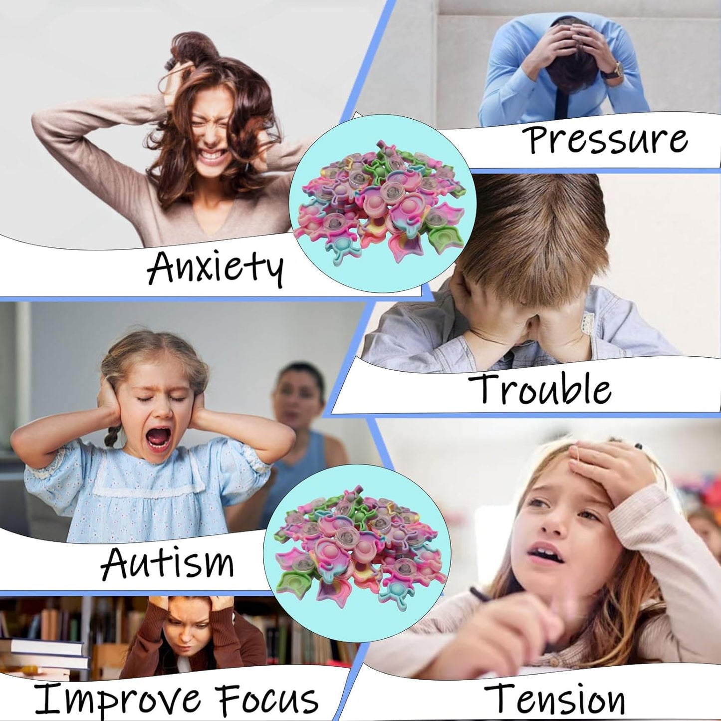 40 Pcs Pop Fidget Spinner Fidget Toys,Party Favors Supplies Birthday Gifts Goodie Bags Stuffers for Kids Adults,Sensory Toys for Anxiety ADHD Stress Relief,Carnival Treasure Box Toys Classroom Prizes