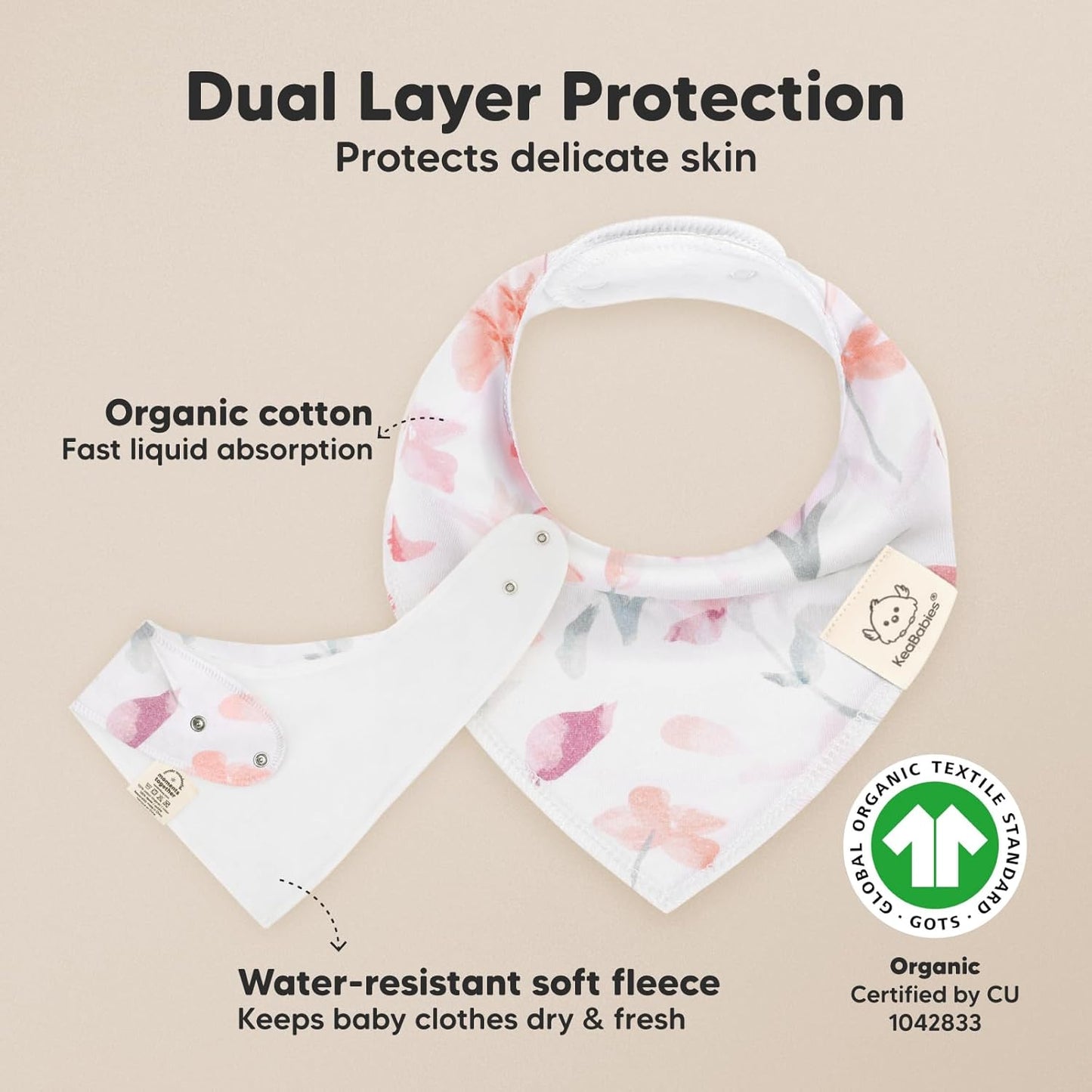 8-Pack Organic Baby Bandana Bibs for Girls - Super Absorbent Triangle Baby Bibs for Drooling and Teething Infant, 100% Cotton Extra Soft for Newborn, Infant 0-36 Months (Bloom)