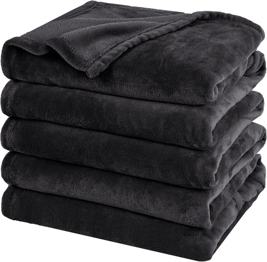 PHF Oversized King Fleece Blanket 120"x120", No Shed No Pilling Big Soft Blanket, Extra Large 10'x 10' Lightweight for Bed, Sofa Travel and Camping, Suitable for All Season, Black