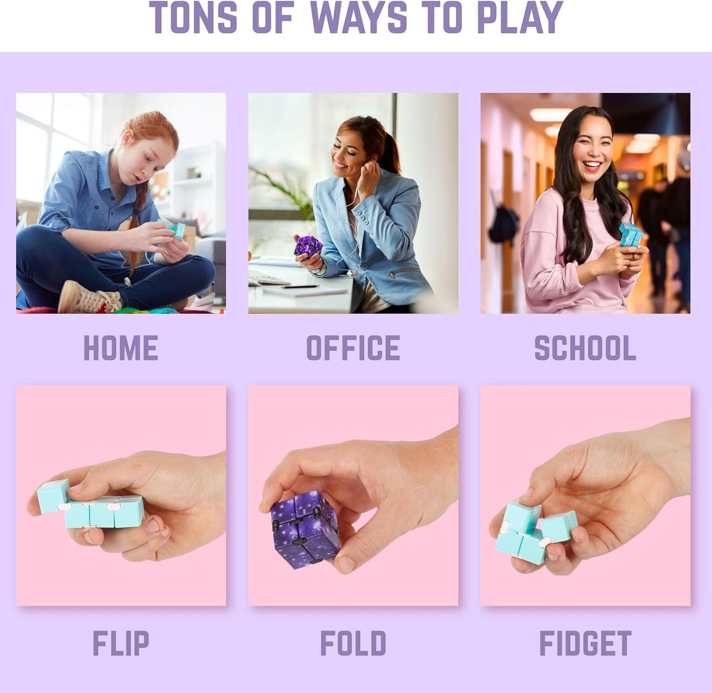 BUNMO Infinity Cube Fidget Toy - Stimulating & Engaging Fidget Toy - Teen Boy Toys - Fidgets for Adults - Travel Toys - Gifts for Teenage Boys - 10 Year Old Boy Gift Ideas - 2 Pack Plastic